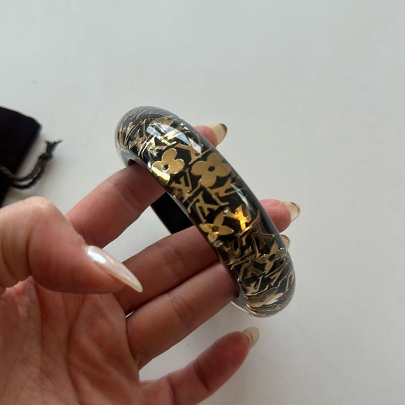 Louis Vuitton Black & Gold Wide GM Inclusion Bangle Bracelet - Picture 5 of 8